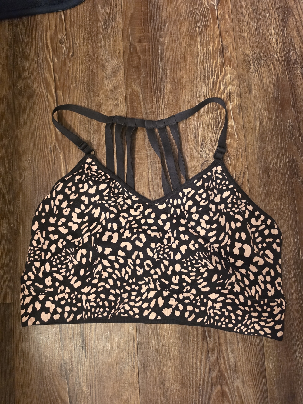 Cacique Black & Nude Animal Print Strappy Bralette